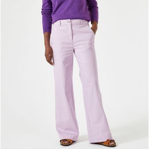 Wijde chino broek ANNE WEYBURN. Katoen materiaal. Maten 44 FR - 42 EU. Violet kleur