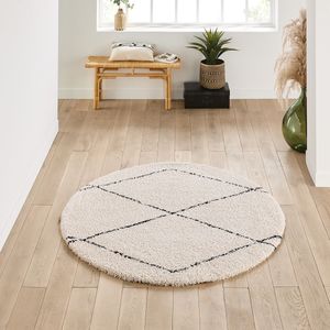 Rond tapijt in berber stijl, Fatouh LA REDOUTE INTERIEURS. Polypropyleen materiaal. Maten diameter 160 cm. Beige kleur