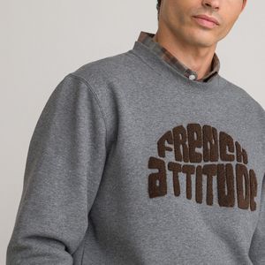 Sweater met ronde hals en borduursel LA REDOUTE COLLECTIONS. Katoen materiaal. Maten XL. Grijs kleur