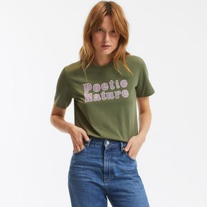T-shirt met ronde hals en korte mouwen LA REDOUTE COLLECTIONS. Katoen materiaal. Maten XXL. Groen kleur