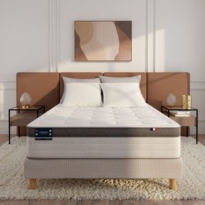 Ensemble matras 1134 pocketveren en lattenbodem LA REDOUTE INTERIEURS. Multiplex materiaal. Maten 2 x 80 x 200 cm. Wit kleur