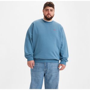 Sweater met ronde hals en logo op de borst LEVIS BIG & TALL. Katoen materiaal. Maten 5XL. Blauw kleur