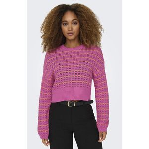 Trui in fijn tricot met ronde hals ONLY. Katoen materiaal. Maten M. Beige kleur