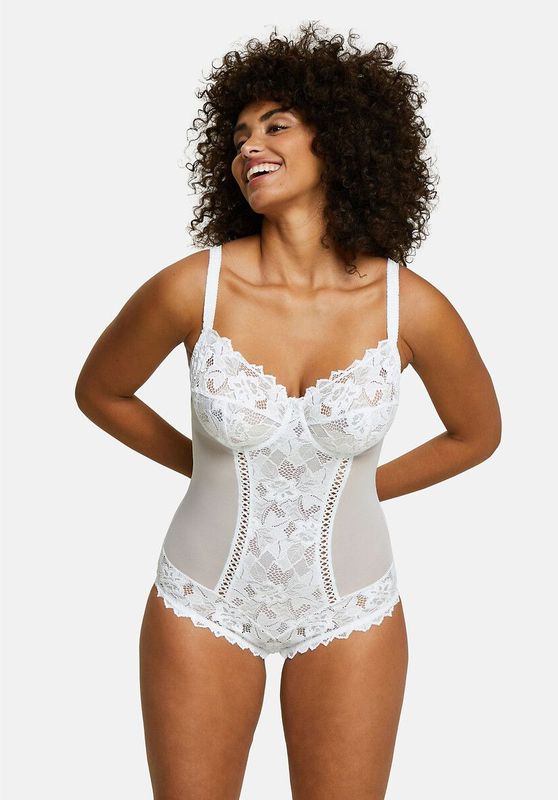 Omsluitende body in kant Arum SANS COMPLEXE. Kant materiaal. Maten 90D FR - 75D EU. Wit kleur