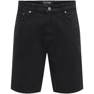 Jeansshort ONLY & SONS. Katoen materiaal. Maten M. Zwart kleur