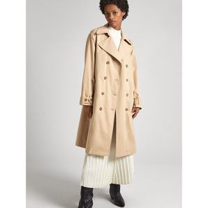 Lange trenchcoat, te strikken PEPE JEANS. Polyester materiaal. Maten L. Beige kleur