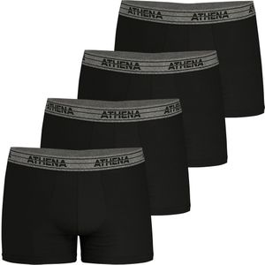Set van 4 boxershorts Basic Coton ATHENA. Katoen materiaal. Maten M. Zwart kleur