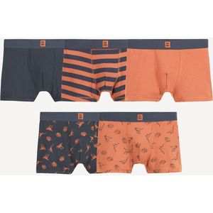 LA REDOUTE COLLECTIONS - Boxershorts - Blauw en Camel - Katoen - Set van 5