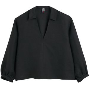 Losvallende linnen blouse, made in France LA REDOUTE COLLECTIONS. Linnen materiaal. Maten 34 FR - 32 EU. Zwart kleur