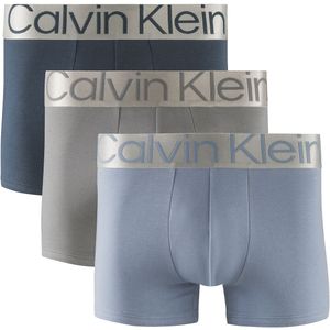 Set van 3 effen boxershorts steel CALVIN KLEIN UNDERWEAR. Katoen materiaal. Maten XL. Blauw kleur