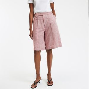 Bermuda in linnen en katoen met plooien LA REDOUTE COLLECTIONS. Linnen materiaal. Maten 36 FR - 34 EU. Roze kleur