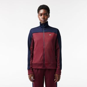 Sweater met rits color block LACOSTE. Polyester materiaal. Maten 36 FR - 34 EU. Rood kleur