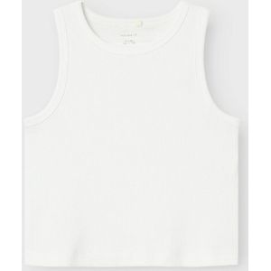 Tanktop in ribboord NAME IT. Katoen materiaal. Maten 11/12 jaar - 144/150 cm. Wit kleur
