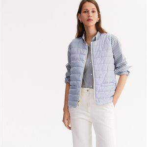 Omkeerbare bodywarmer, ritssluiting ANNE WEYBURN. Polyester materiaal. Maten 40 FR - 38 EU. Beige kleur