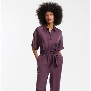 Jumpsuit met korte mouwen en vloeiende pijpen LA REDOUTE COLLECTIONS. Viscose materiaal. Maten S. Rood kleur