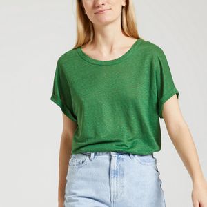 T-shirt in linnen HANAMI CACTUS DES PETITS HAUTS. Linnen materiaal. Maten 2(M). Groen kleur