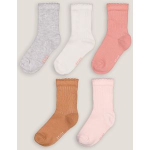 Set van 5 paar effen sokken LA REDOUTE COLLECTIONS. Katoen materiaal. Maten 23/26. Multicolor kleur