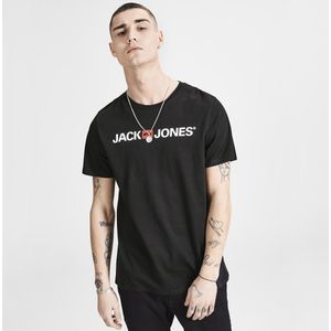 T-shirt met ronde hals en korte mouwen, bedrukt vooraan JACK & JONES. Katoen materiaal. Maten S. Zwart kleur