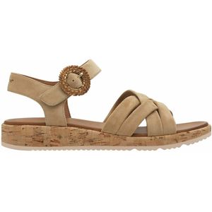 Leren sandalen met lichte sleehak TAMARIS. Leer materiaal. Maten 36. Kastanje kleur