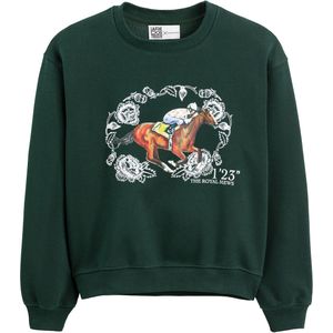 Sweater motief ruitersport ROSEANNA x LA REDOUTE. Katoen materiaal. Maten L. Groen kleur
