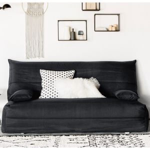 Gematelasseerde hoes in polykatoen voor BZ Asaret SO'HOME.  materiaal. Maten breedte 160 cm. Zwart kleur