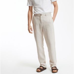 Rechte broek in linnen, Signature ISAAC LA REDOUTE COLLECTIONS. Linnen materiaal. Maten 50 FR - 54 EU. Beige kleur