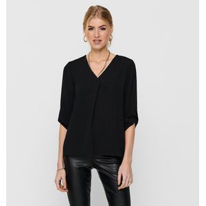 Blouse met 3/4 mouwen, V-hals JDY. Polyester materiaal. Maten 44 FR - 42 EU. Zwart kleur