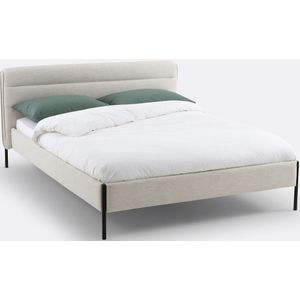 Opgevuld bed met beddenbodem, Obias LA REDOUTE INTERIEURS. Stof materiaal. Maten 180 x 200 cm. Beige kleur