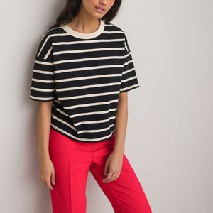 Gestreept boxy T-shirt LA REDOUTE COLLECTIONS. Katoen materiaal. Maten L. Zwart kleur