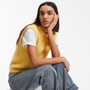 Trui zonder mouwen met ronde hals, in alpaga mix LA REDOUTE COLLECTIONS. Alpaca materiaal. Maten L. Geel kleur