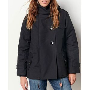 Parka met kap en knoopsluiting Sandison SESSUN. Katoen materiaal. Maten S. Zwart kleur