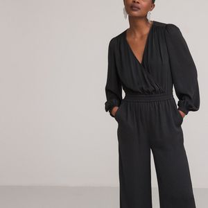 Jumpsuit, satijnen stof LA REDOUTE COLLECTIONS. Polyester materiaal. Maten 40 FR - 38 EU. Zwart kleur