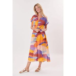 Jurk met knoopsluiting Tourisme DERHY. Katoen materiaal. Maten M. Multicolor kleur