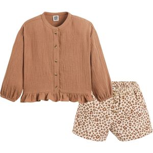 2-delig ensemble, blouse en short LA REDOUTE COLLECTIONS. Katoen materiaal. Maten 5 jaar - 108 cm. Multicolor kleur