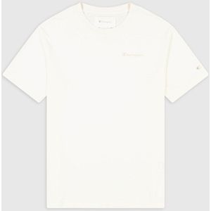 T-shirt korte mouwen, geborduurd logo in bio katoen CHAMPION. Katoen materiaal. Maten XS. Wit kleur