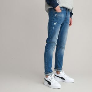 Rechte jeans, used effect LA REDOUTE COLLECTIONS. Katoen materiaal. Maten 14 jaar - 162 cm. Blauw kleur