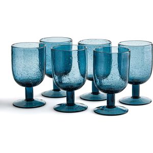 Set van 6 glazen op voet in bubbelglas, Faraji LA REDOUTE INTERIEURS. Glas materiaal. Maten één maat. Blauw kleur