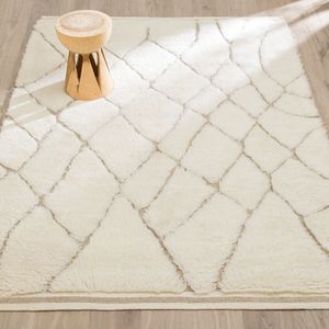 Berber tapijt in handgestrikte wol, Djurdi AM.PM. Wol materiaal. Maten 120 x 180 cm. Wit kleur