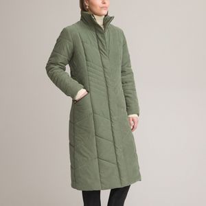 Gematelasseerde lange donsjas, ritssluiting ANNE WEYBURN. Polyester materiaal. Maten 54 FR - 52 EU. Groen kleur