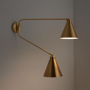 Dubbele scharnierende wandlamp in ijzer, Hiba LA REDOUTE INTERIEURS. Metaal materiaal. Maten één maat. Geel kleur