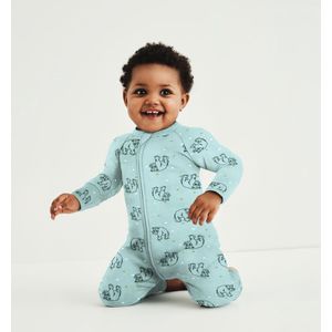 Pyjama in fluweel met rits DIM BABY. Katoen materiaal. Maten 1 mnd - 54 cm. Blauw kleur
