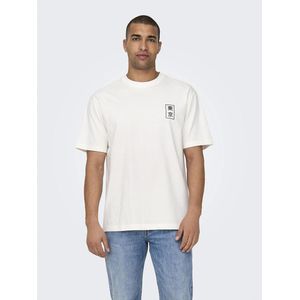 Los T-shirt met ronde hals ONLY & SONS. Katoen materiaal. Maten XL. Beige kleur