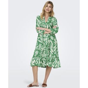 Bedrukte lange jurk met lange mouwen ONLY. Viscose materiaal. Maten S. Groen kleur