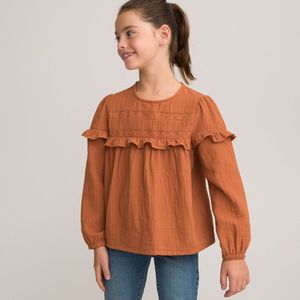 Blouse met lange mouwen LA REDOUTE COLLECTIONS. Katoen materiaal. Maten 5 jaar - 108 cm. Kastanje kleur