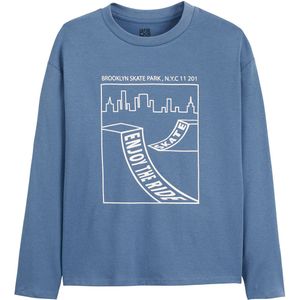 T-shirt met lange mouwen, Skate Park print LA REDOUTE COLLECTIONS. Jersey materiaal. Maten 10 jaar - 138 cm. Blauw kleur