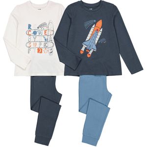 Set van 2 pyjama's, raket motief en tekst LA REDOUTE COLLECTIONS. Katoen materiaal. Maten 4 jaar - 102 cm. Grijs kleur