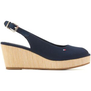 Sandalen met sleehak Iconic Elba Sling TOMMY HILFIGER. Canvas materiaal. Maten 39. Blauw kleur