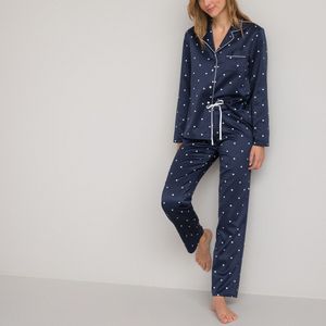 Pyjama in grootvaderstijl in satijn katoen LA REDOUTE COLLECTIONS. Katoen materiaal. Maten 46 FR - 44 EU. Blauw kleur
