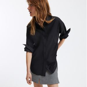 Oversized tuniekblouse Signature, APOLLINE LA REDOUTE COLLECTIONS. Katoen materiaal. Maten 46 FR - 44 EU. Zwart kleur