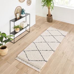Tapijt voor in de hall in berber stijl, Fatouh LA REDOUTE INTERIEURS. Polypropyleen materiaal. Maten 80 x 250 cm. Beige kleur